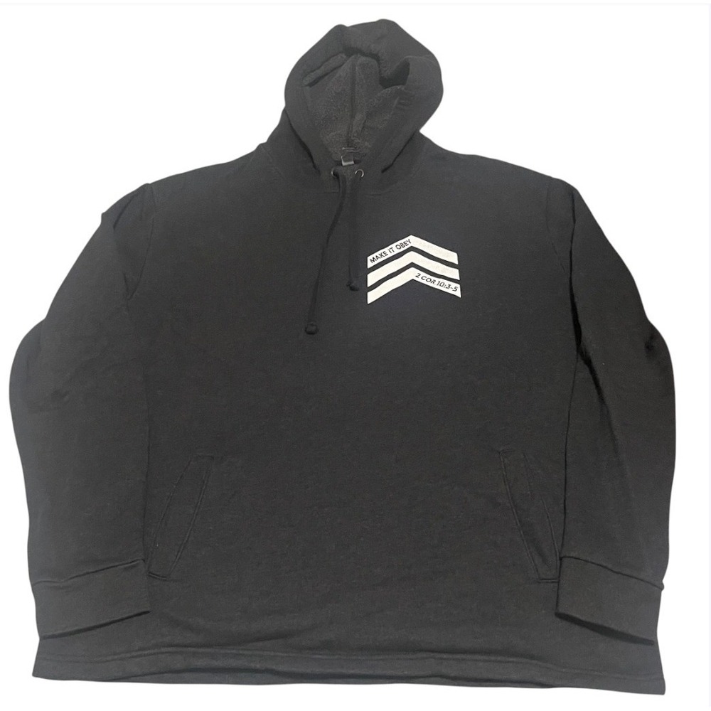 Next Level Apparel Mens XL Black Make It Obey 2 Cor 10:3-5 Graphic Hoodie